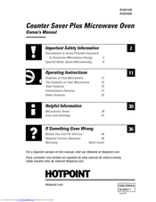 Hotpoint Counter Saver Plus RVM1635SK Owner's Manual