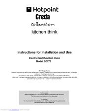Hotpoint Creda SC77E Instructions For Installation And Use Manual