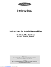 Hotpoint SD97PI Instructions For Installation And Use Manual