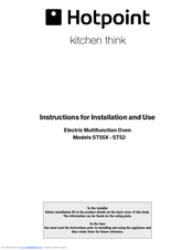 Hotpoint ST55X - ST52 Instructions For Installation And Use Manual