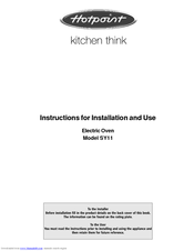 Hotpoint SY11 Instructions For Installation And Use Manual
