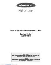 Hotpoint EG600X Instructions For Installation And Use Manual