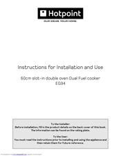 Hotpoint EG94 Instructions For Installation And Use Manual