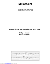 Hotpoint HME40N Instructions For Installation And Use Manual