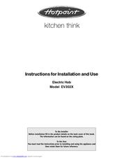 Hotpoint EV302X Instructions For Installation And Use Manual