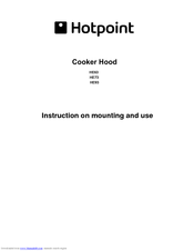 Hotpoint HE63 HE73 HE93 Instruction On Mounting And Use Manual