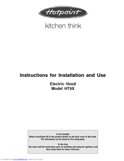Hotpoint HT9X Instructions For Installation And Use Manual