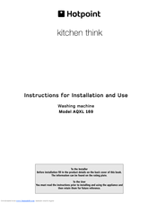 Hotpoint AQXL 169 Instructions For Installation And Use Manual