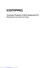 Compaq Presario CQ45-200 - Notebook PC Maintenance And Service Manual