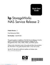 HP StorageWorks NAS Service Release 2 Quick Start Manual