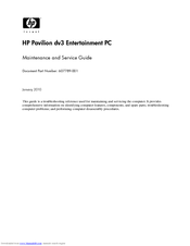 HP Pavilion dv3-2300 - Entertainment Notebook PC Maintenance And Service Manual