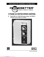 Bodine Pacesetter 2995 Instructions For Installation And Operation Manual