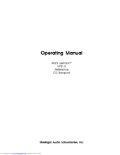 Madrigal Audio Mark Levinson N31.5 Operating Manual