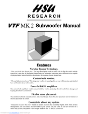 HSU VTF-3 MK2 Manual