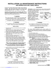 Hubbell Electric Cable Reels SHO Series Installation And Maintenance Instructions