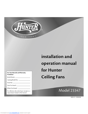 Hunter 23347 Installation And Operation Manual