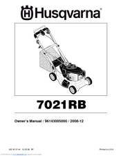 Husqvarna 7021RB Owner's Manual