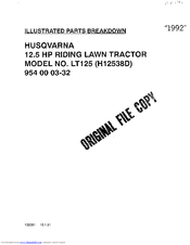 Husqvarna 954 00 03-32 Illustrated Parts Breakdown