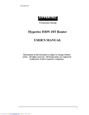 Hypertec ISDN 10T Router User Manual