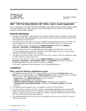 IBM T220 User Manual Supplement