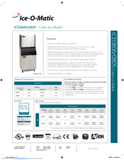 Ice-O-Matic ICE0805 Series Specification Sheet