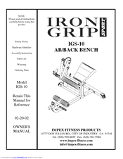 Impex Iron Grip Sport IGS-10 Owner's Manual