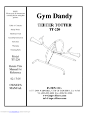 Impex Gym Dandy TT-220 Owner's Manual