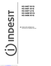 Indesit KG6407 AV/G Instructions For Installation And Use Manual