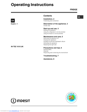 Indesit INTSZ1610UK Operating Instructions Manual