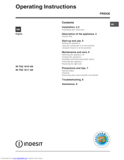 Indesit IN TSZ 1611 UK Operating Instructions Manual
