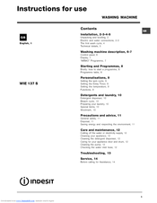 Indesit WIE 137 S Instructions For Use Manual