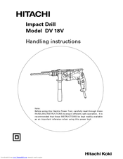 Hitachi DV 18V Handling Instructions Manual