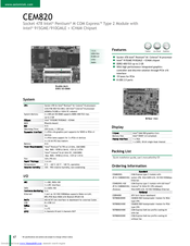AXIOMTEK CEM820 Series Specifications