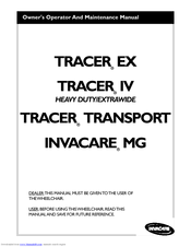 Invacare Tracer Transport Owner's Operator And Maintenance Manual