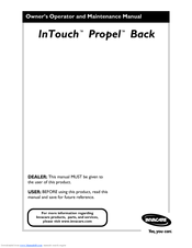 Invacare InTouch Propel Back Owners Operating & Maintenance Manual