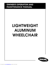 Invacare Lightweight Aluminum Wheelchai Owners Operating & Maintenance Manual