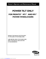 Invacare Power Wheel Chair M71 Owner's Operator And Maintenance Manual