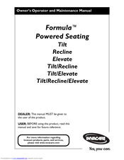 Invacare Formula Tilt/Recline Owner's Manual