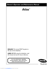 Invacare Wheelchair Atlas Operating And Maintenance Manual