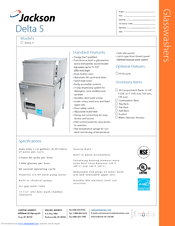 Jackson Glasswashers Delta 5 Specification Sheet