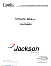 Jackson Hot Water Sanitizing Undercounter Dishmachines JPX-300NSU Technical Manual