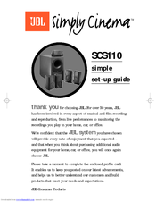 JBL SIMPLY CINEMA SCS110 Setup Manual