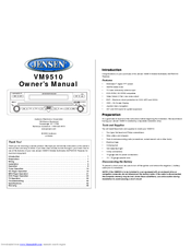 Jensen VM9510 Owner's Manual