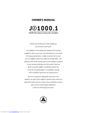 JL Audio J21000.1 Owner's Manual