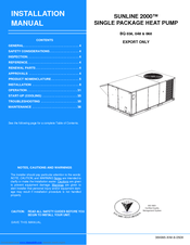 Johnson Controls SUNLINE 2000 BQ 036 Installation Manual