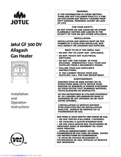 Jøtul Allagash GF 300 DV Installation And Operation Instructions Manual
