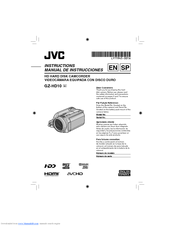JVC GZ HD10 - Everio Camcorder - 1080p Instructions Manual