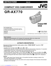 JVC GR-AX770EA Instructions Manual