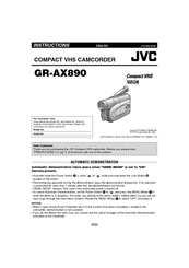 JVC GRAX890 - VHS-C Camcorder w/16x Optical Zoom Instructions Manual