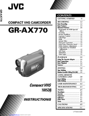 JVC GR-AX770 Instructions Manual